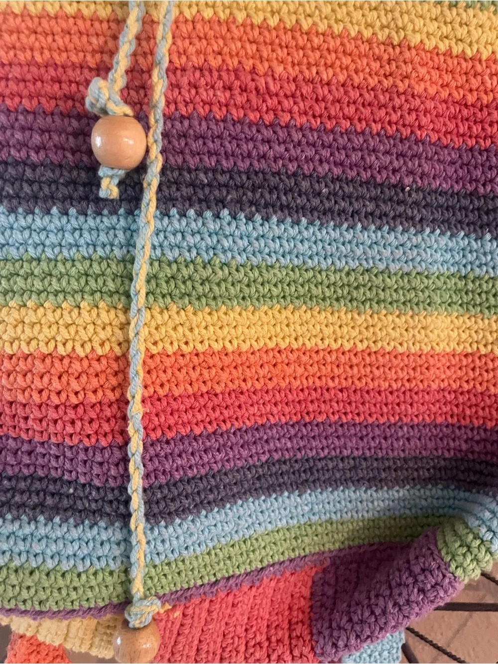 90’s Rainbow Colors Thick Crocheted Backpack